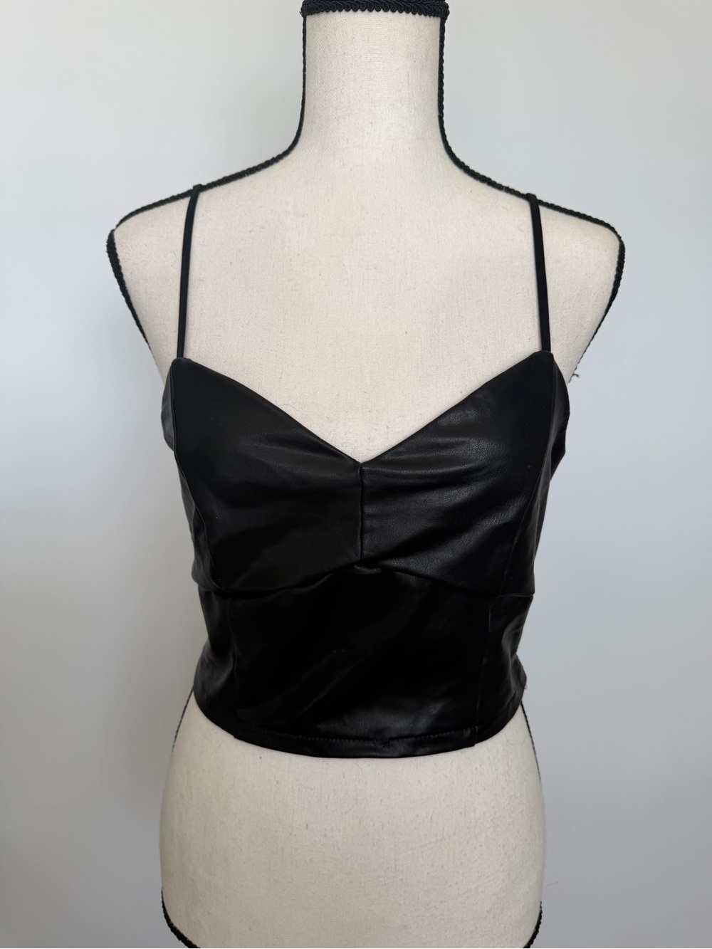Forever 21 Black Faux Leather Cami Crop Top
